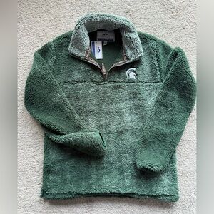 NWT Michigan State University Green Spartan Quarter Zip Fleece Pullover Small
